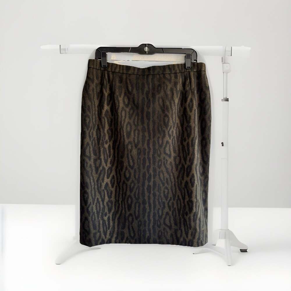 Escada Couture Women's Wool A-Line Skirt Vintage Classic Animal Print Size 44